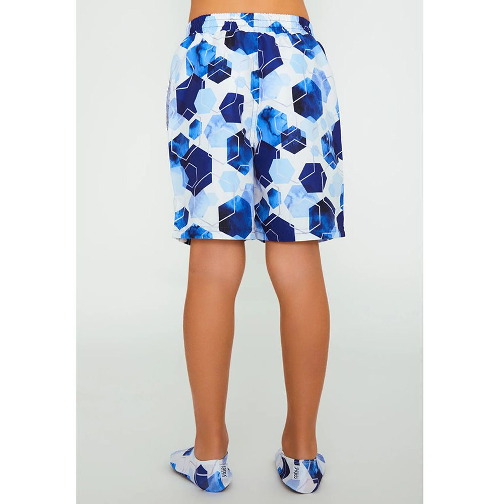 Coega Sunwear - Boys Kids Shorts Board - Navy Watercolor Hexagons