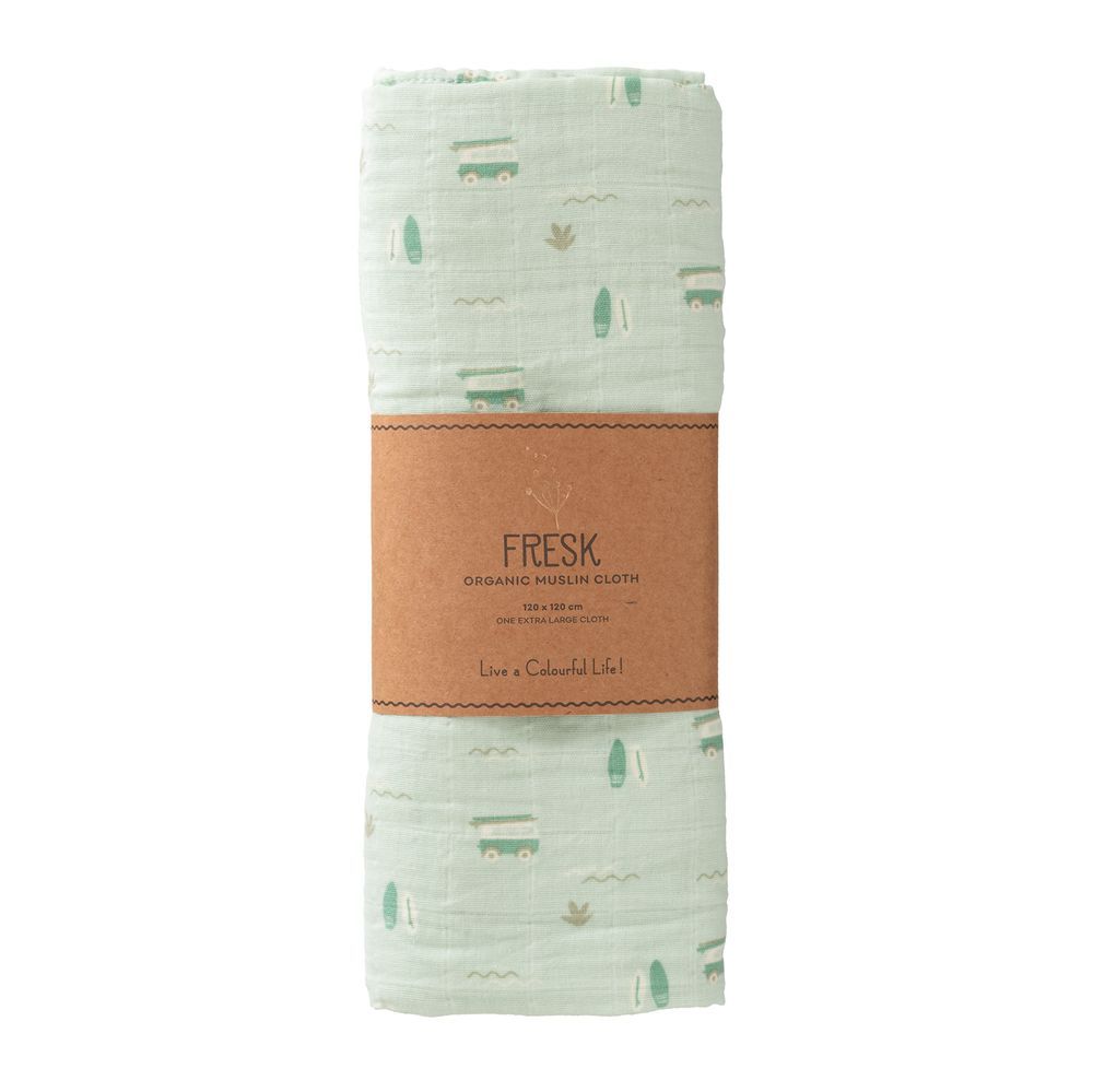 Fresk - Baby Swaddle - Surf Boy - Light Blue - 120x120cm