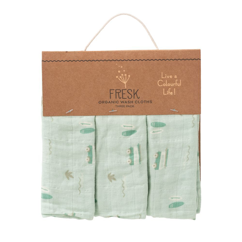 Fresk - Organic Cotton Washcloth Set - Surf Boy - Pack of 3