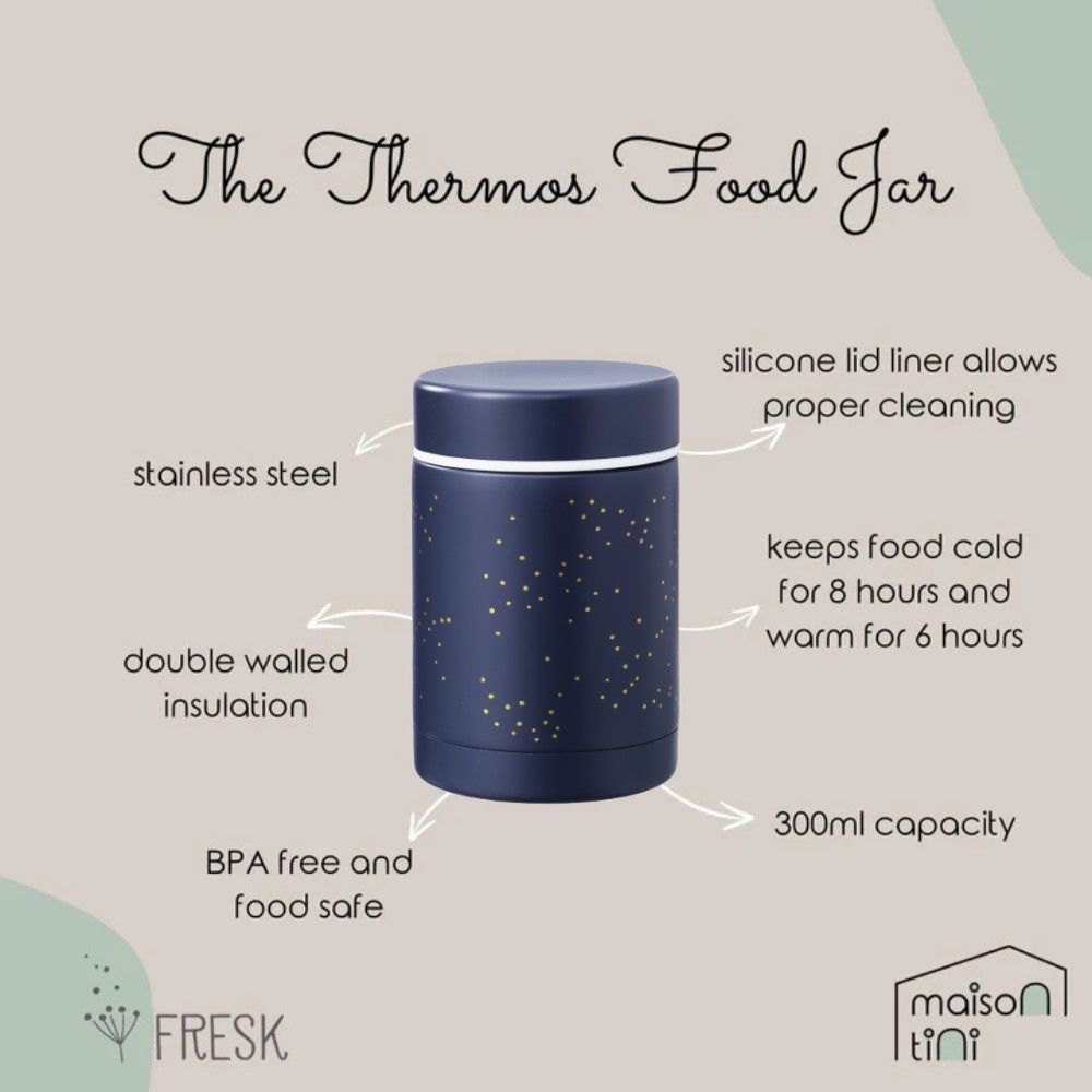 Fresk - Thermos Food Jar - Indigo Dots - 300 ml