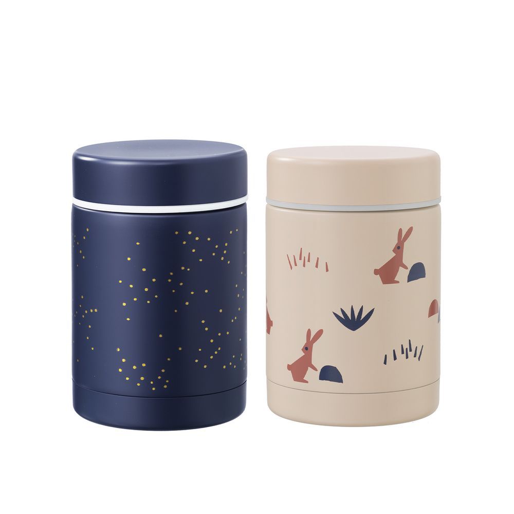 Fresk - Food Jar Duo - Indigo Dots and Rabbit - 2 Pcs