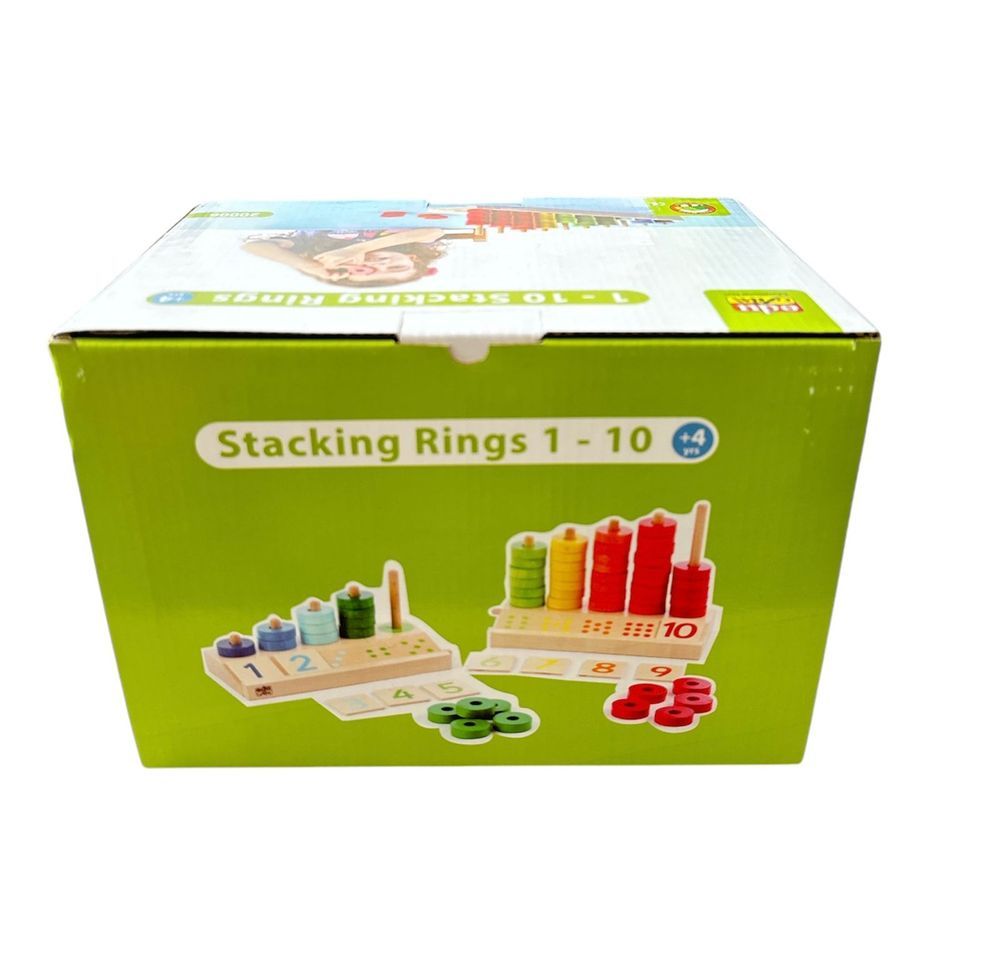 Edu Fun - 1 to 10 Stacking Rings with 2 Wooden Bases 65 Pcs