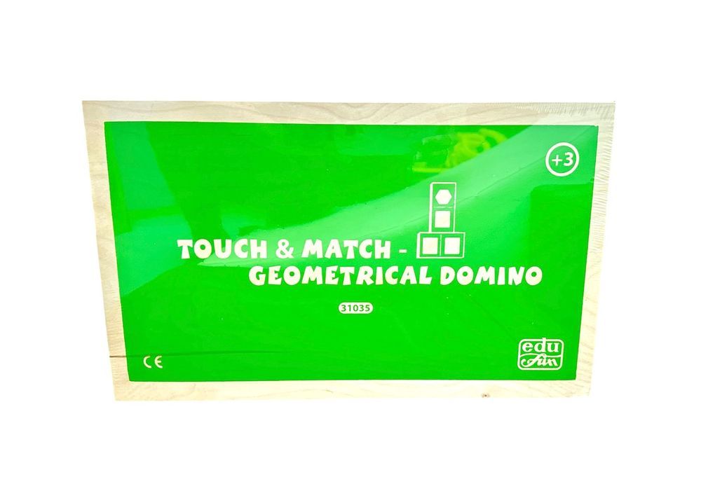 Edu Fun - Touch And Match Geomatrical Dominoes With Wooden Box - 28 Pcs