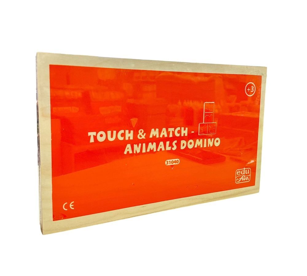 Edu Fun - Touch And Match Dominoes Wooden Box With Lid - 28 Pcs