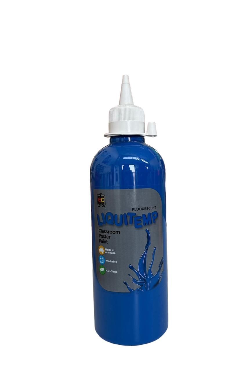 Edu Fun - Fluorescent Liquitemp Classroom Poster Paint - Blue - 500 ml