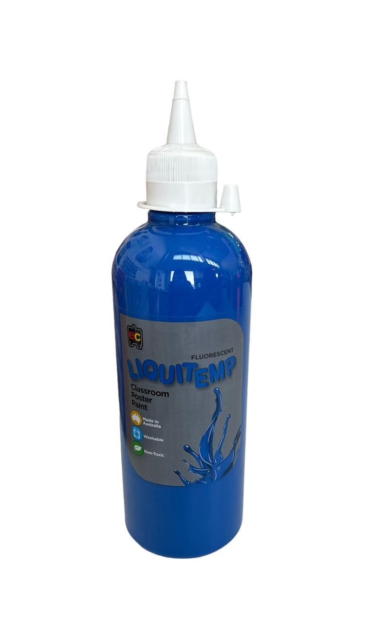 Edu Fun - Fluorescent Liquitemp Classroom Poster Paint - Blue - 500 ml