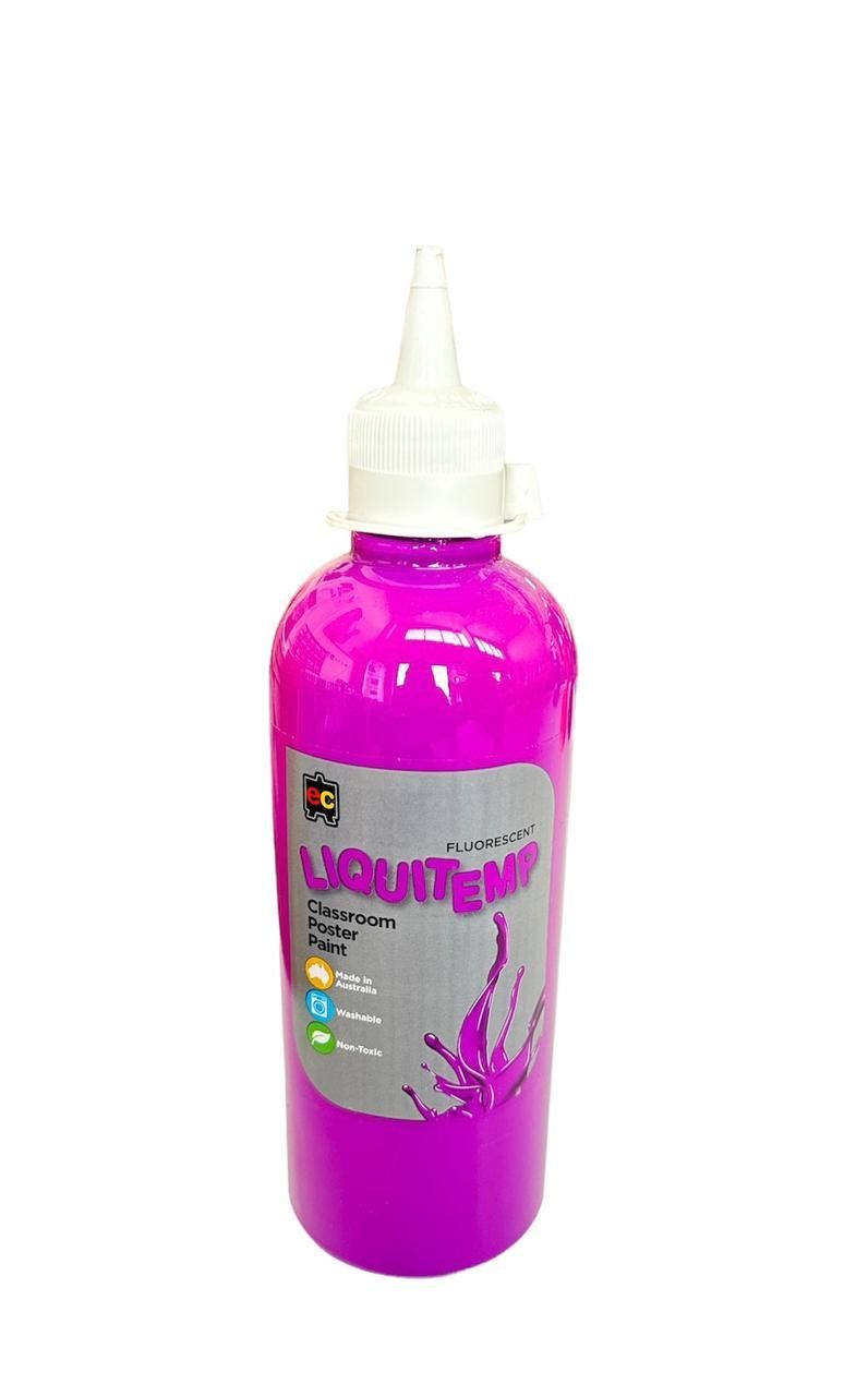 Edu Fun - Fluorescent Liquitemp Classroom Poster Paint - Purple - 500 ml