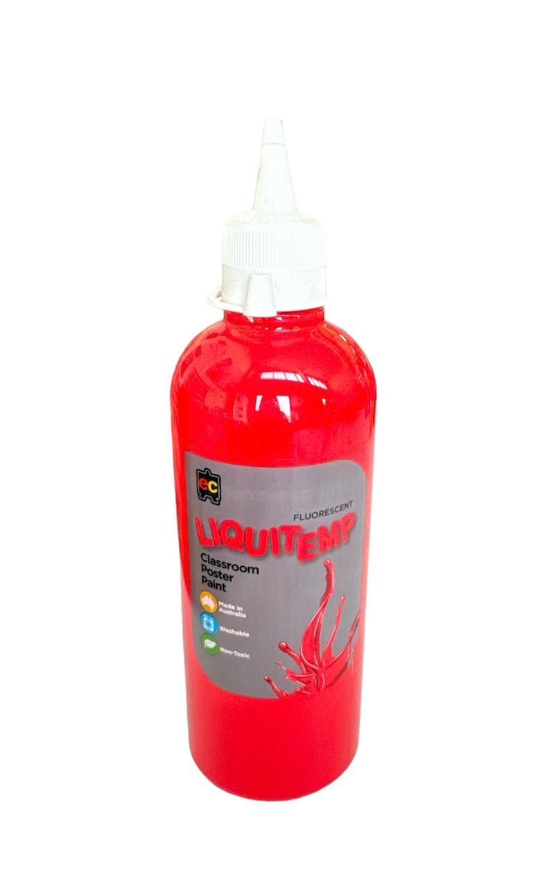 Edu Fun - Fluorescent Liquitemp Classroom Poster Paint - Red - 500 ml