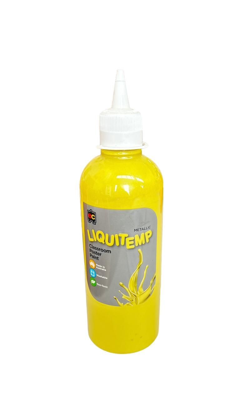 Edu Fun - Metallic Liquitemp Classroom Poster Paint - Yellow - 500 ml