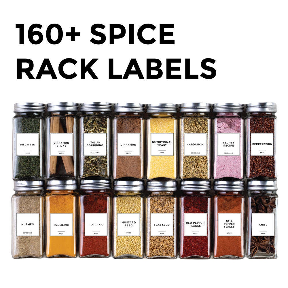 Twinkle Hands - 160 Spice Jar Labels - Pantry Organization - Square