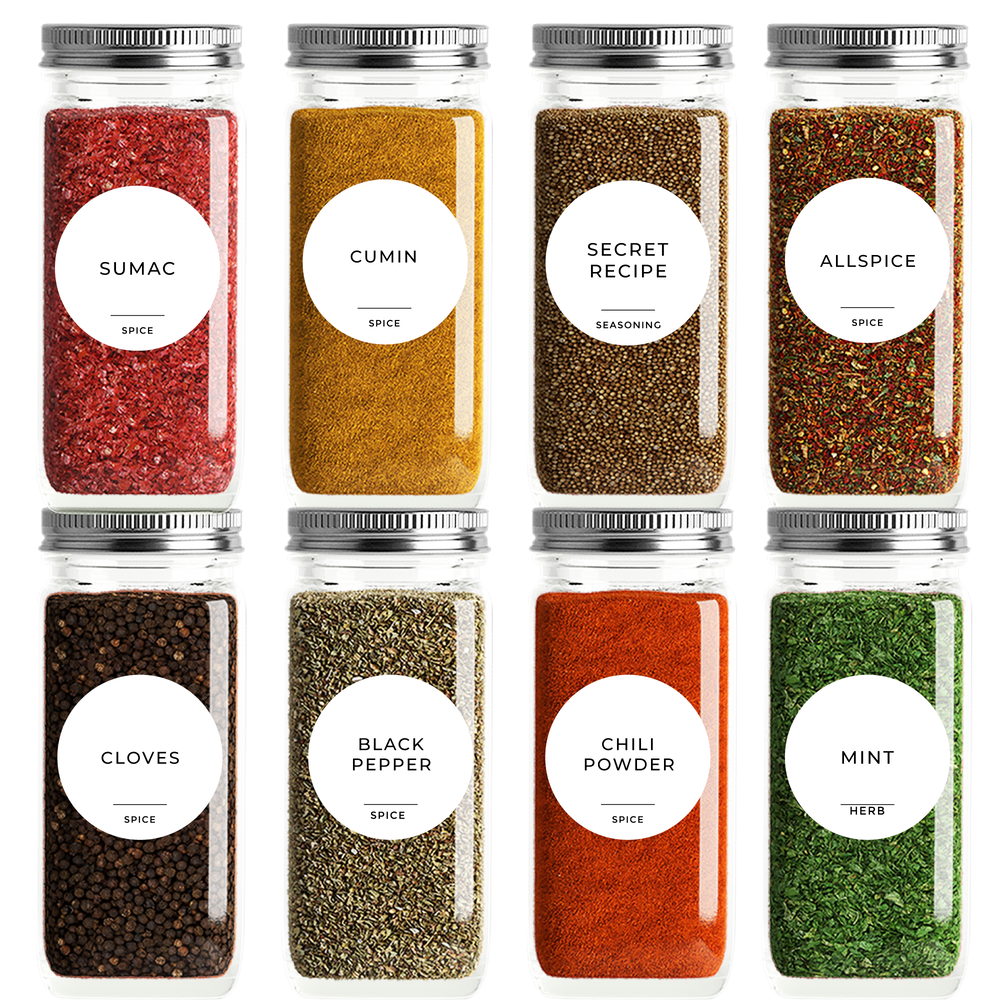 Twinkle Hands - 160 Spice Jar Labels - Pantry Organization - Round