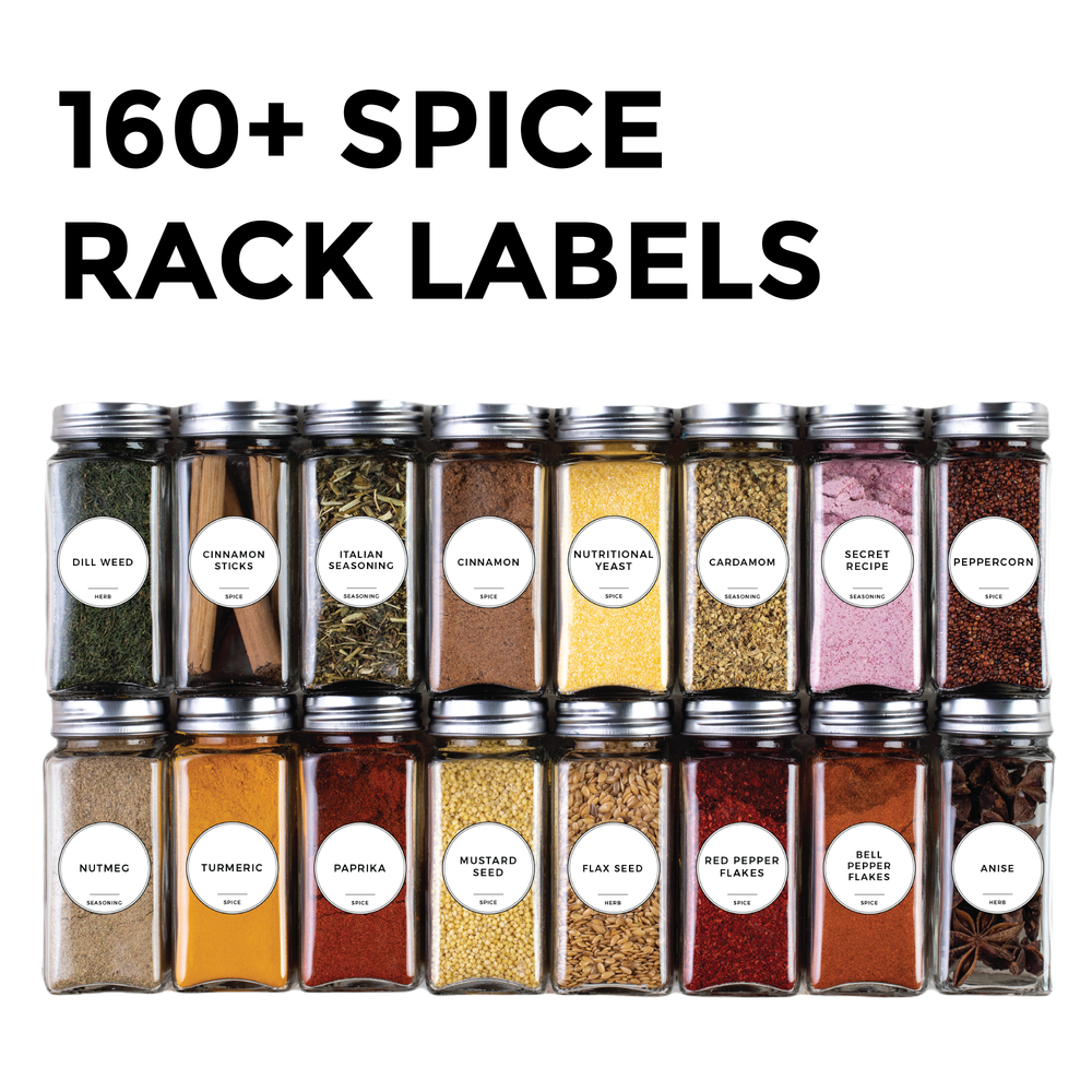 Twinkle Hands - 160 Spice Jar Labels - Pantry Organization - Round