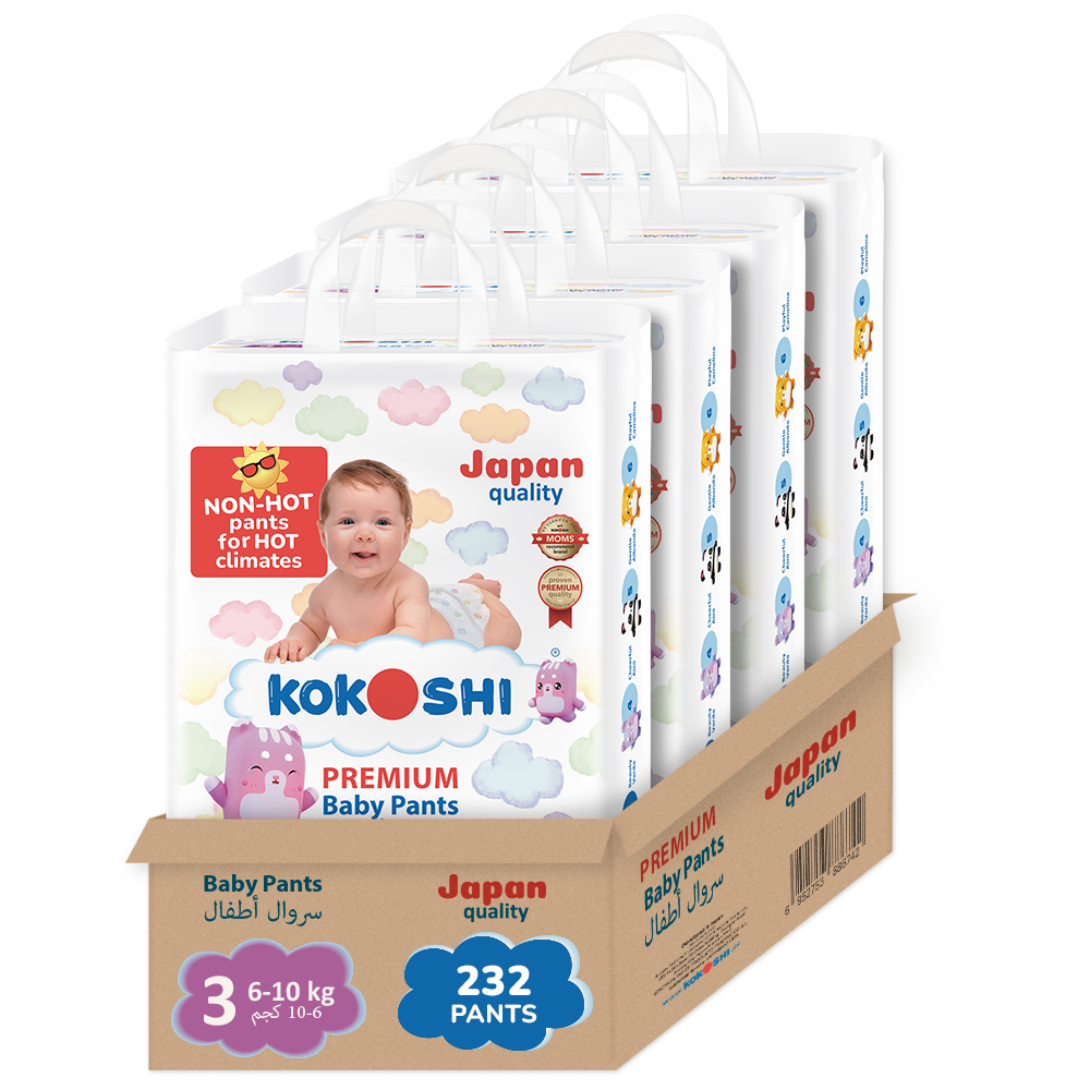 Kokoshi - Premium Baby Pants 6-10kg - Pack of 4 - 232Pcs