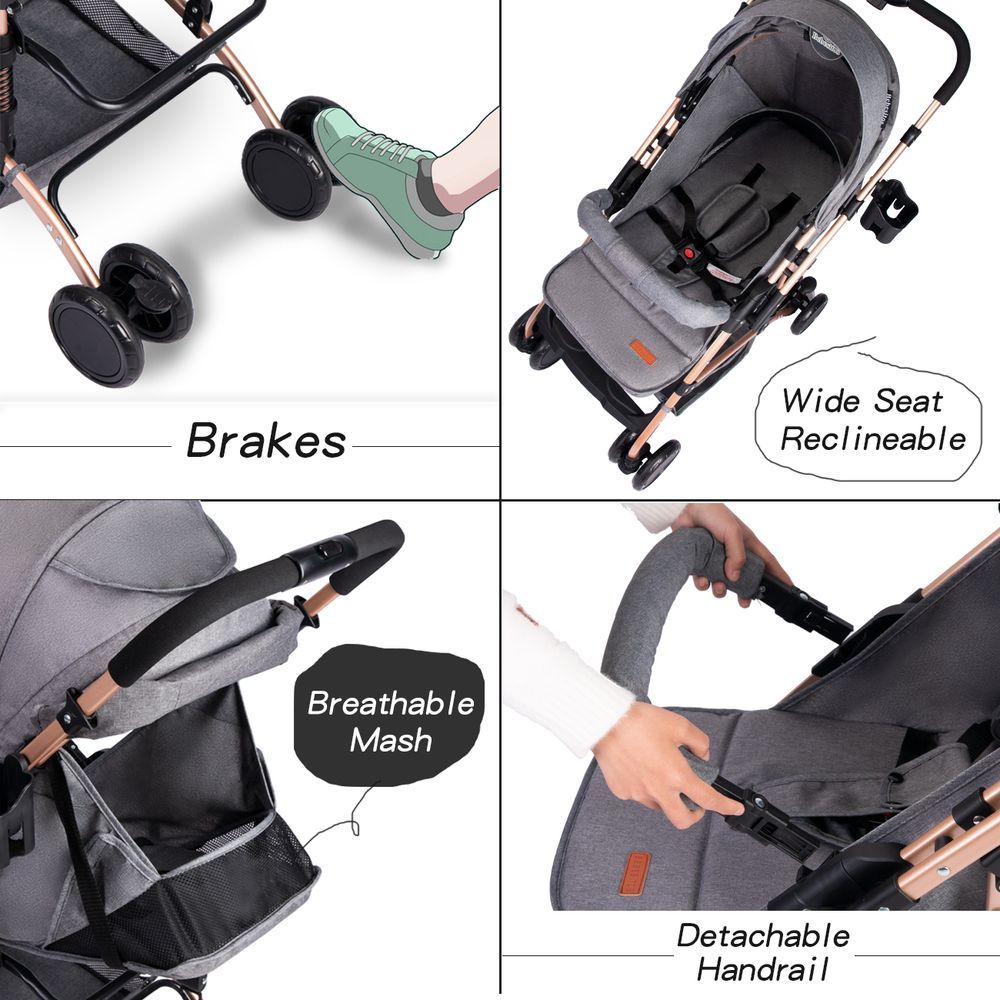 Bebesitos - Quickfold Baby Stroller - Grey