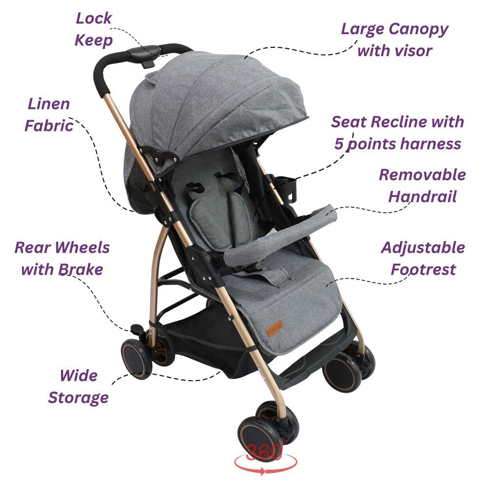 Bebesitos - Quickfold Baby Stroller - Grey