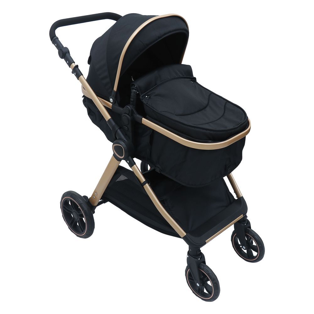 Bebesitos - Sturdy 3-In-1 Reversible Bassinet Stroller Pram - Black