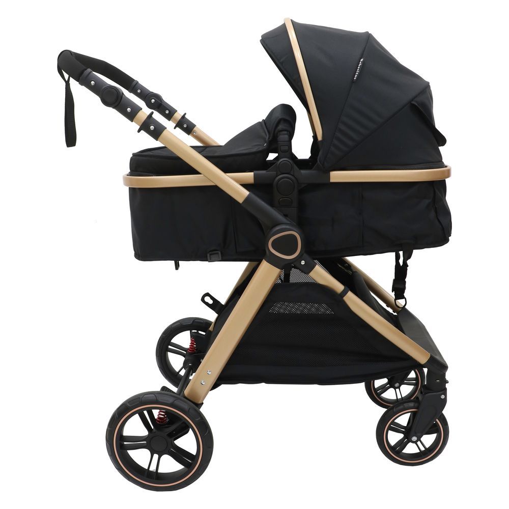 Bebesitos - Sturdy 3-In-1 Reversible Bassinet Stroller Pram - Black