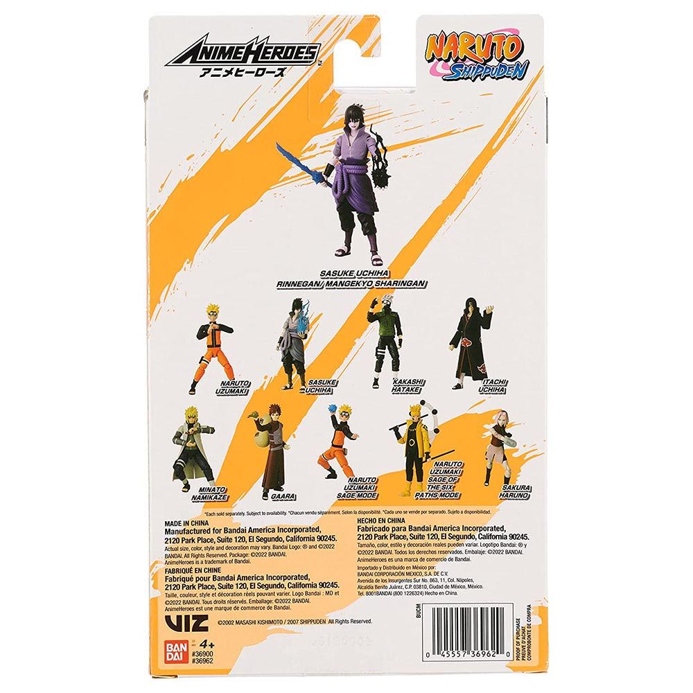 Bandai - Anime Heroes Naruto Uchiha Sasuke Figure - 6.5-Inch