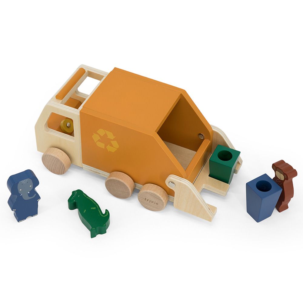 Trixie - Wooden Garbage Truck - Orange