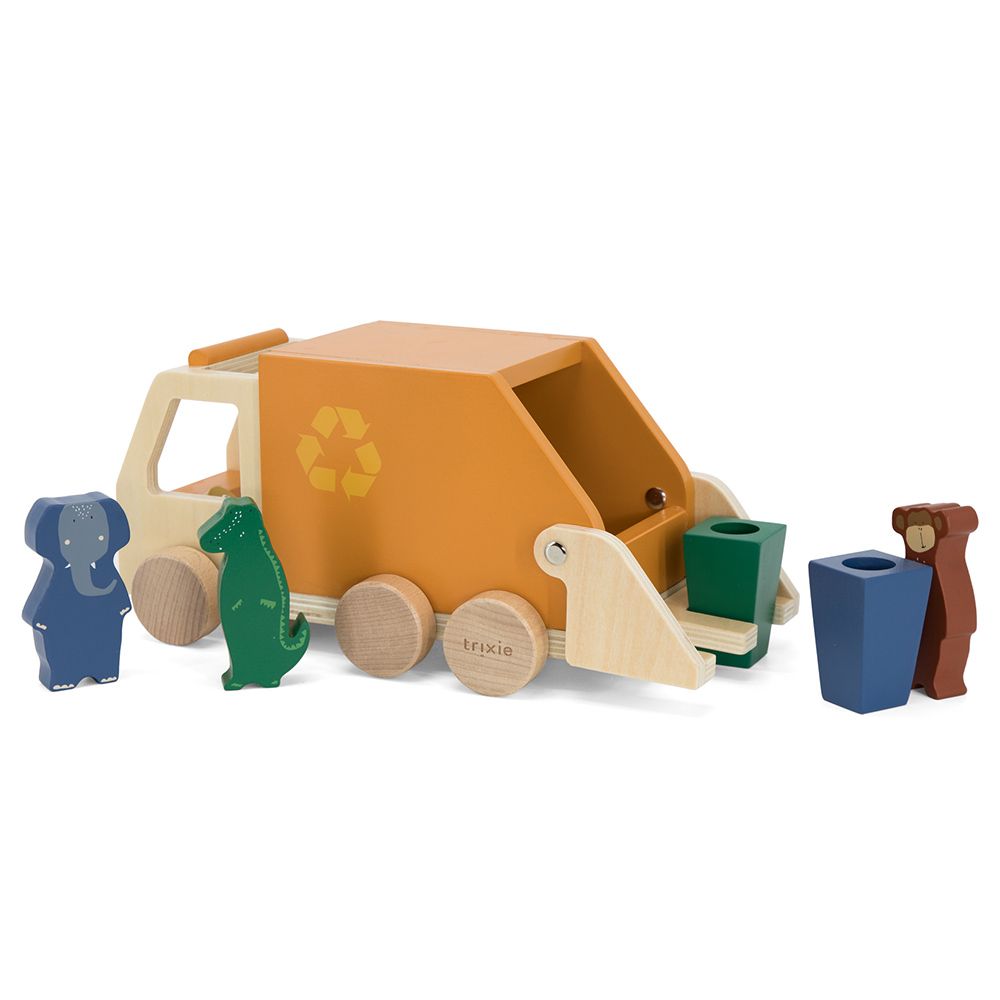 Trixie - Wooden Garbage Truck - Orange