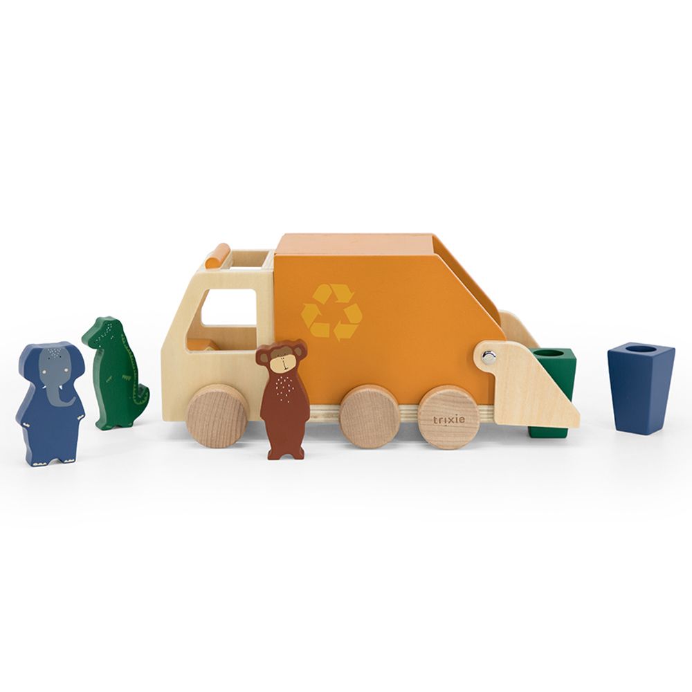 Trixie - Wooden Garbage Truck - Orange