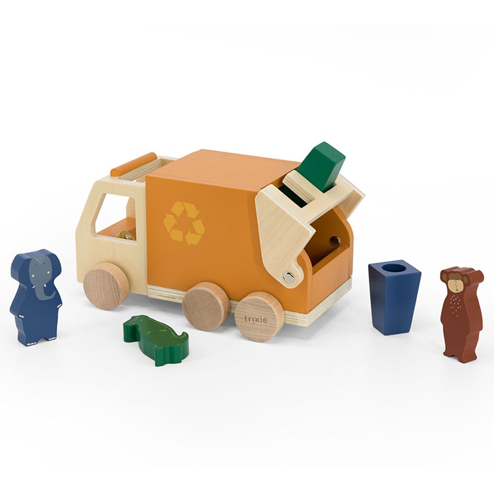 Trixie - Wooden Garbage Truck - Orange