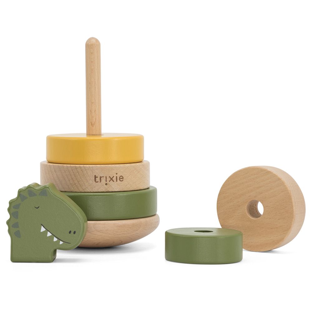 Trixie - Wooden Stacking Toy - Mr. Dino - Green