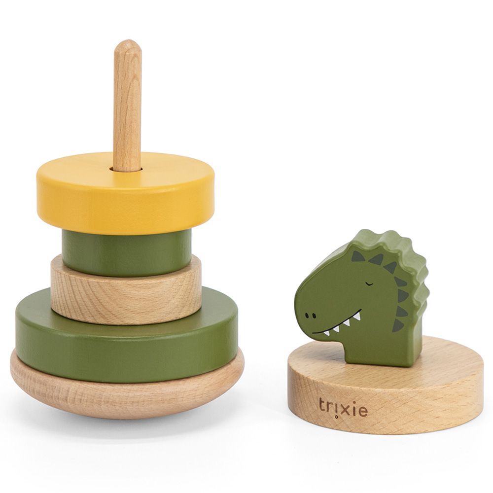 Trixie - Wooden Stacking Toy - Mr. Dino - Green