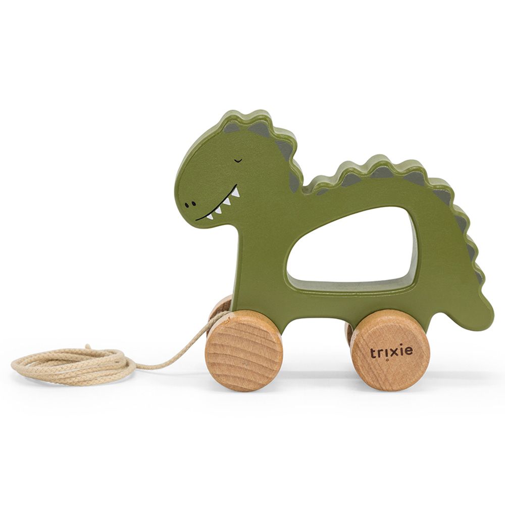 Trixie - Wooden Pull Along Toy - Mr. Dino - Green