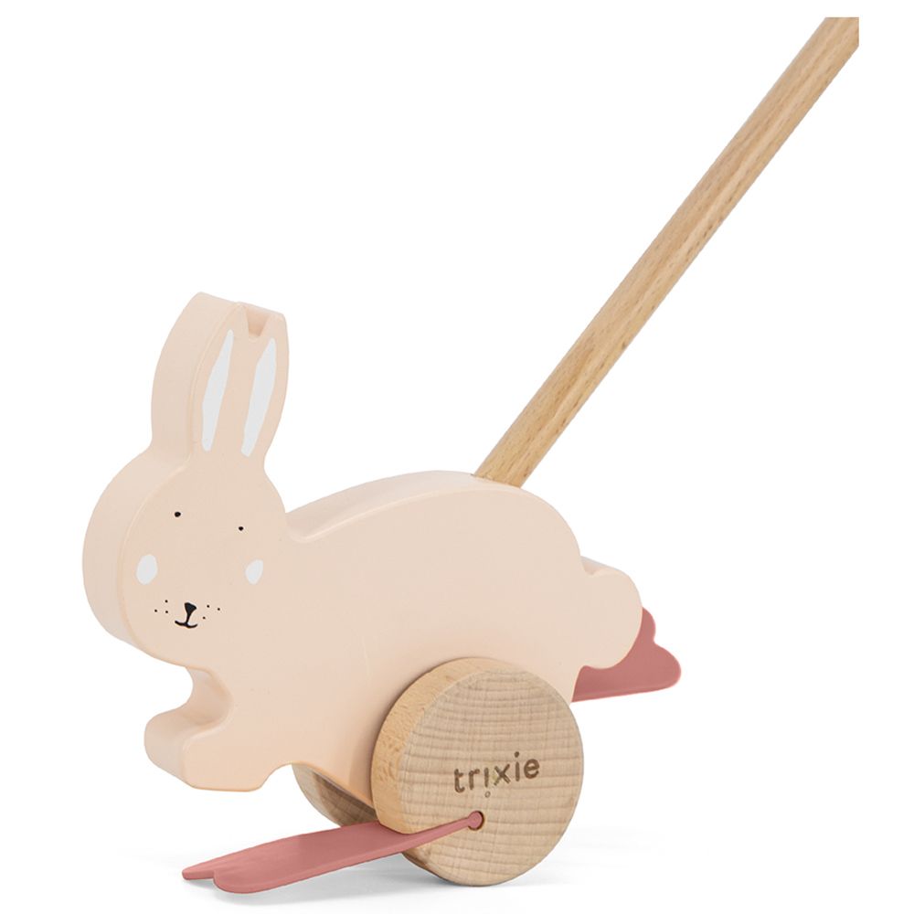 Trixie - Wooden Push Along Toy - Mrs. Rabbit - Pink