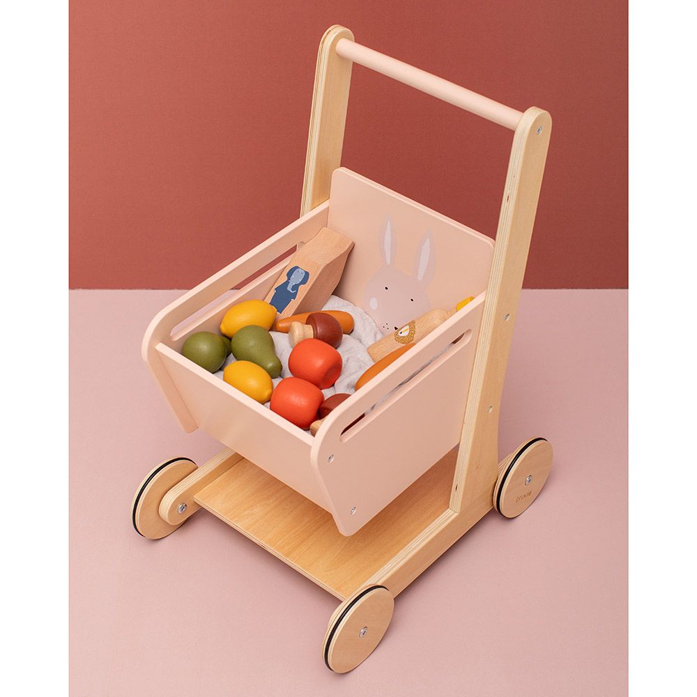 Trixie - Wooden Shopping Cart - Mrs. Rabbit - Pink