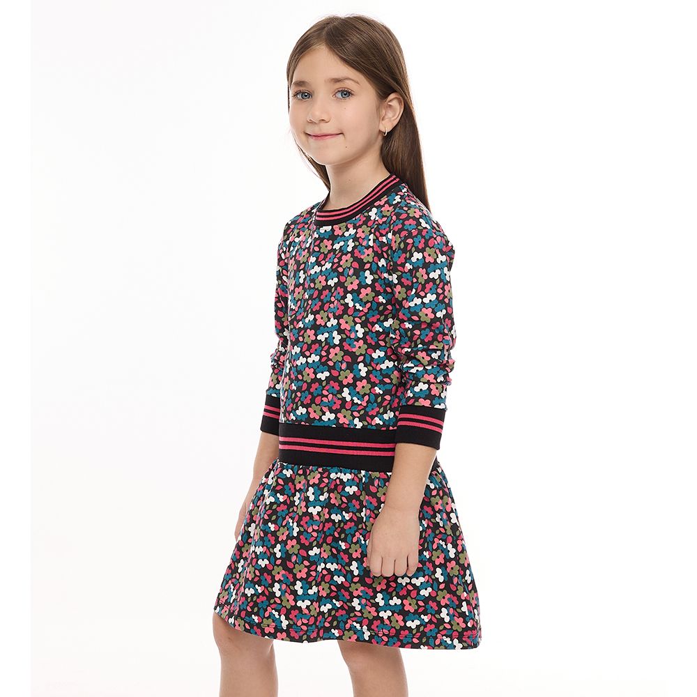 Victor and Jane - Girls' All-Over Floral Print Long Sleeves Dresses