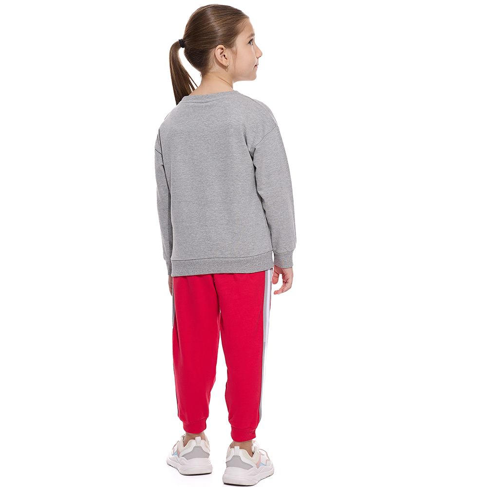 Victor and Jane - Sweat Top & Jogger - Grey and Fuchsia - 2 Pcs