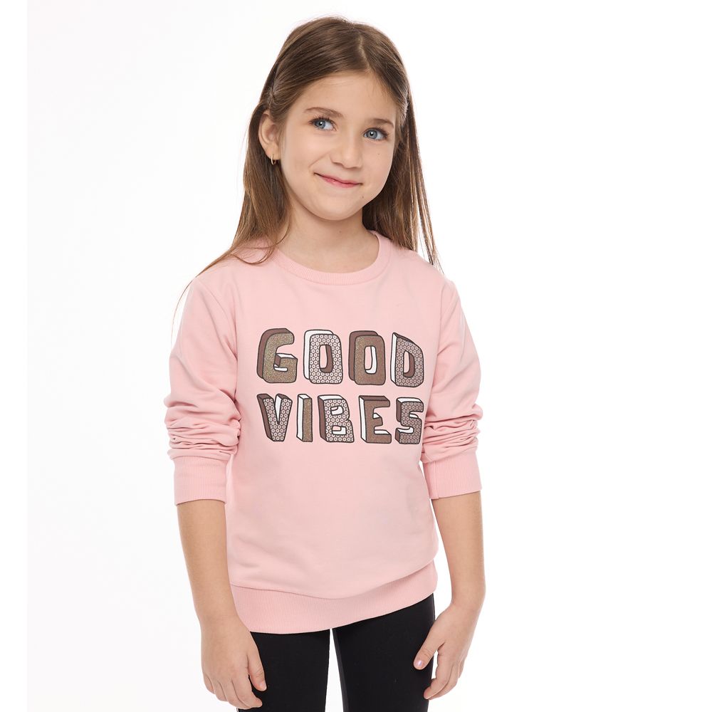 Victor and Jane - Girls 2-Piece Set - Pink Sweat Top & Black Leggings - 2 Pcs