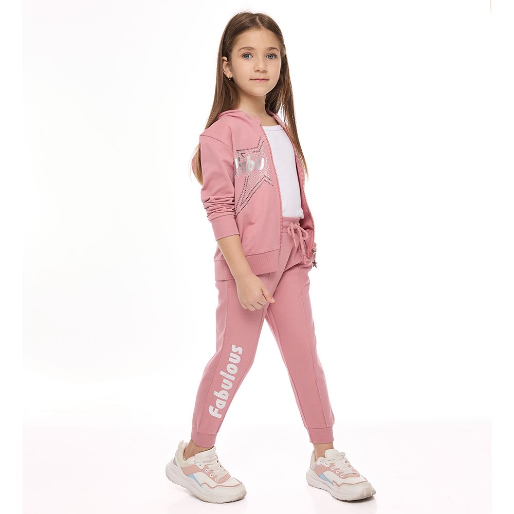 Victor And Jane - 2pc-Set - Girls' Full Zipper Hoodie And Jogger - Pink