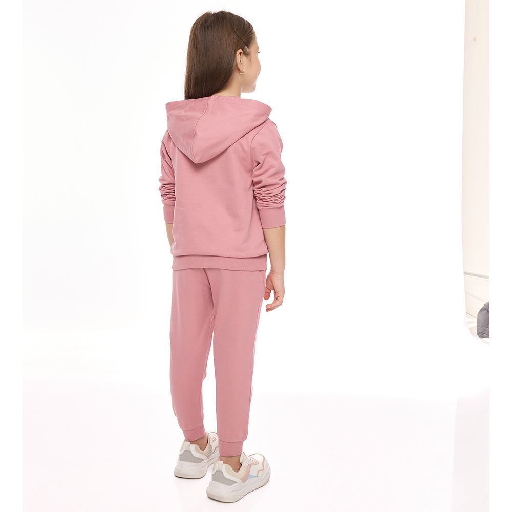 Victor And Jane - 2pc-Set - Girls' Full Zipper Hoodie And Jogger - Pink