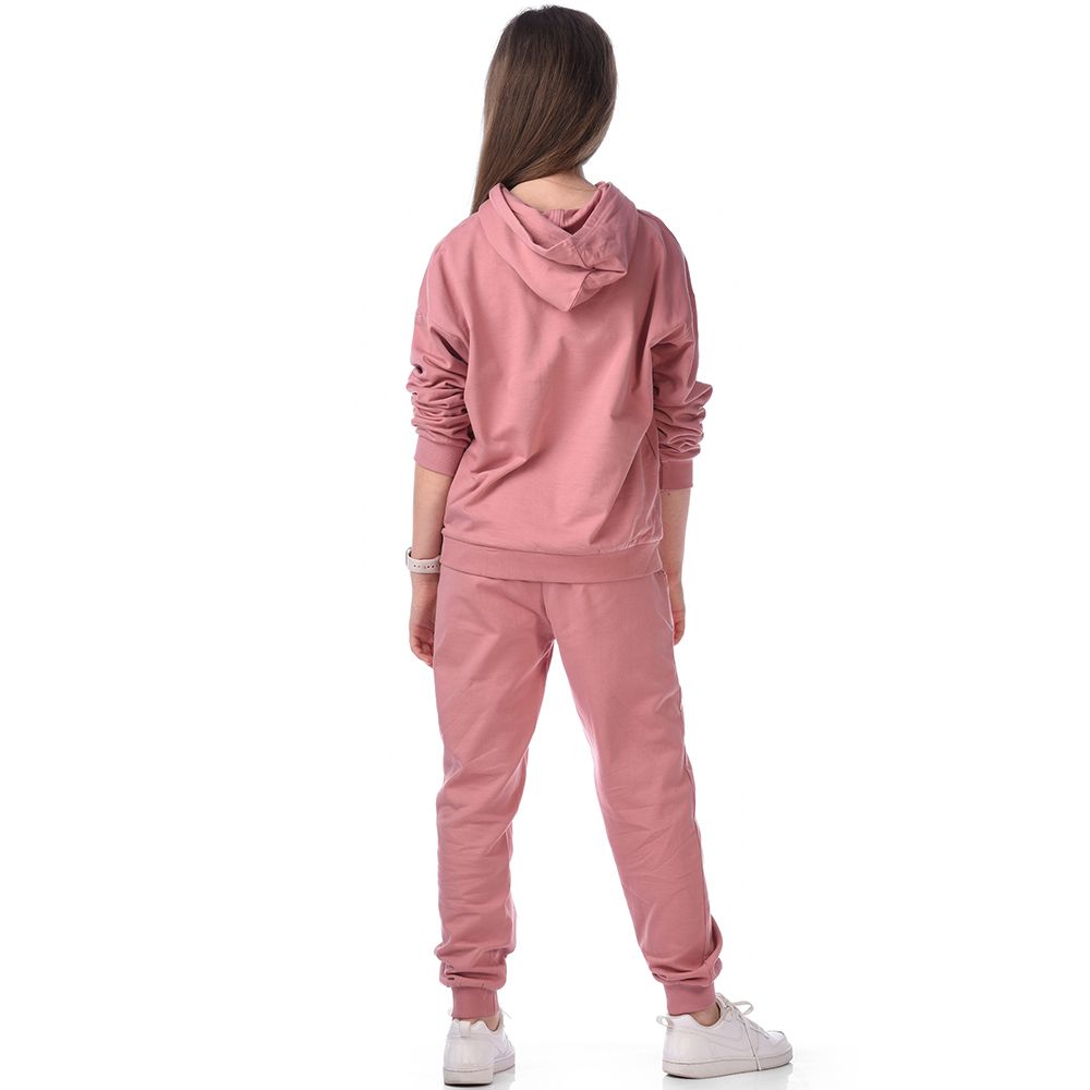 Victor and Jane - Girls Set - Co-ords Long Sleeve Hoodie & Pants - Pink - 2 Pcs