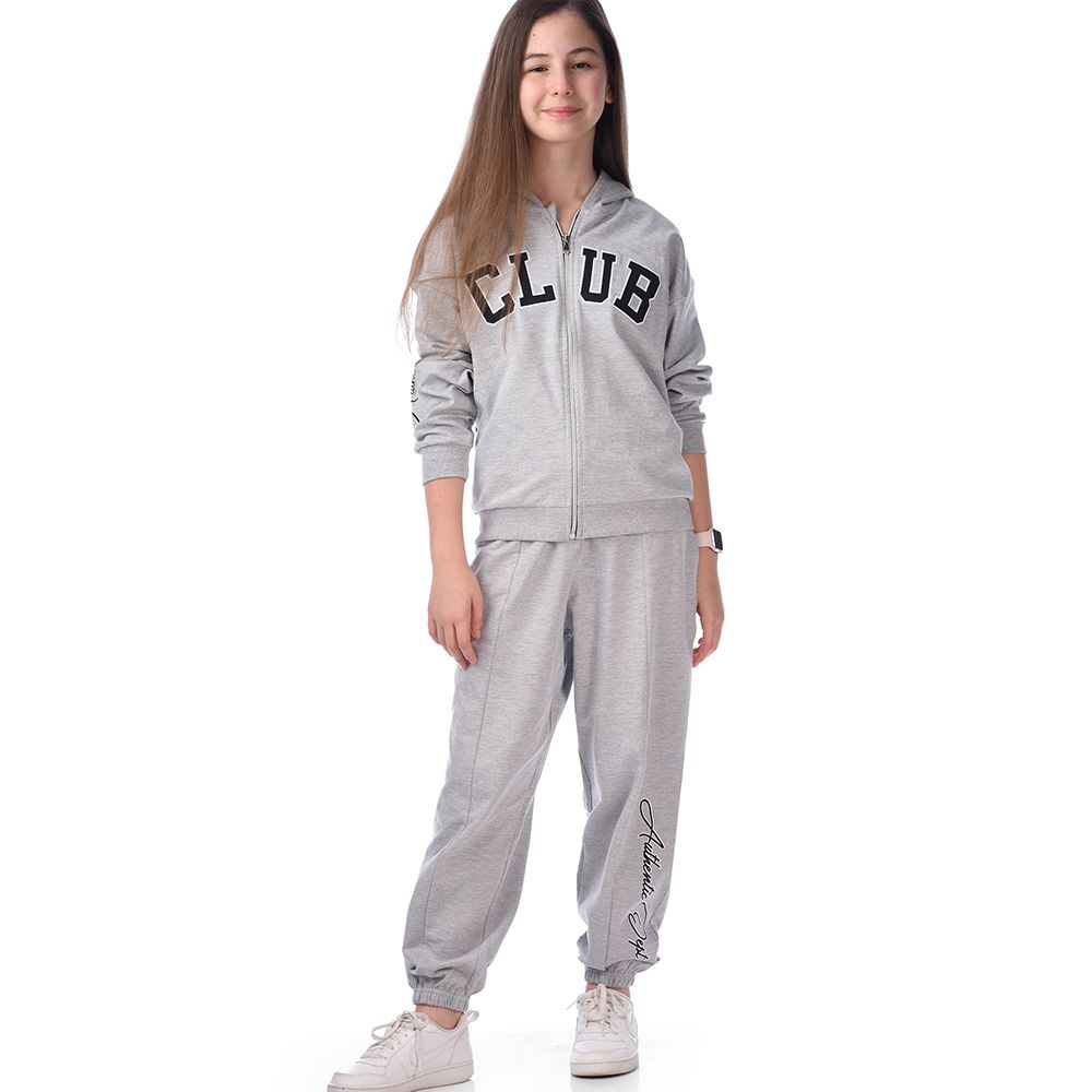 Victor and Jane - Girls Set - Co-ords Long Sleeve Sweat Top & Pants - Grey - 2 Pcs