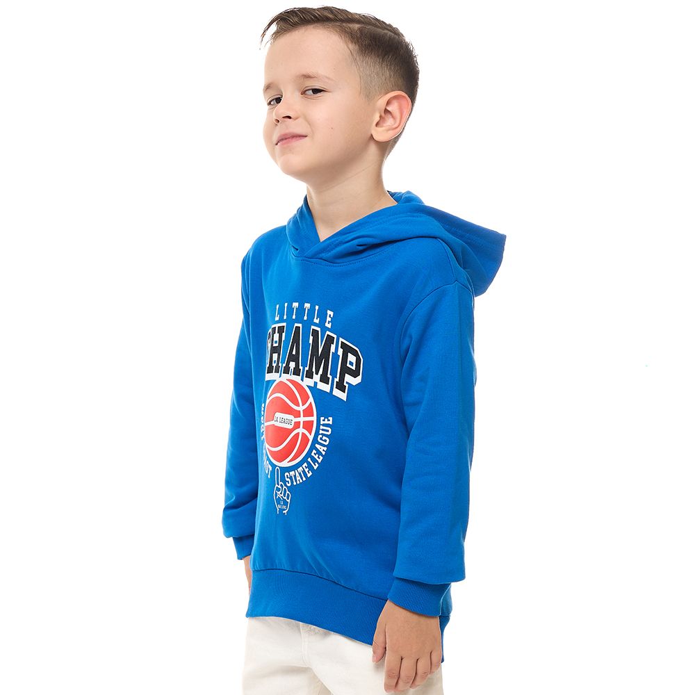 Victor and Jane - Boys' Cotton Hoodie - Blue