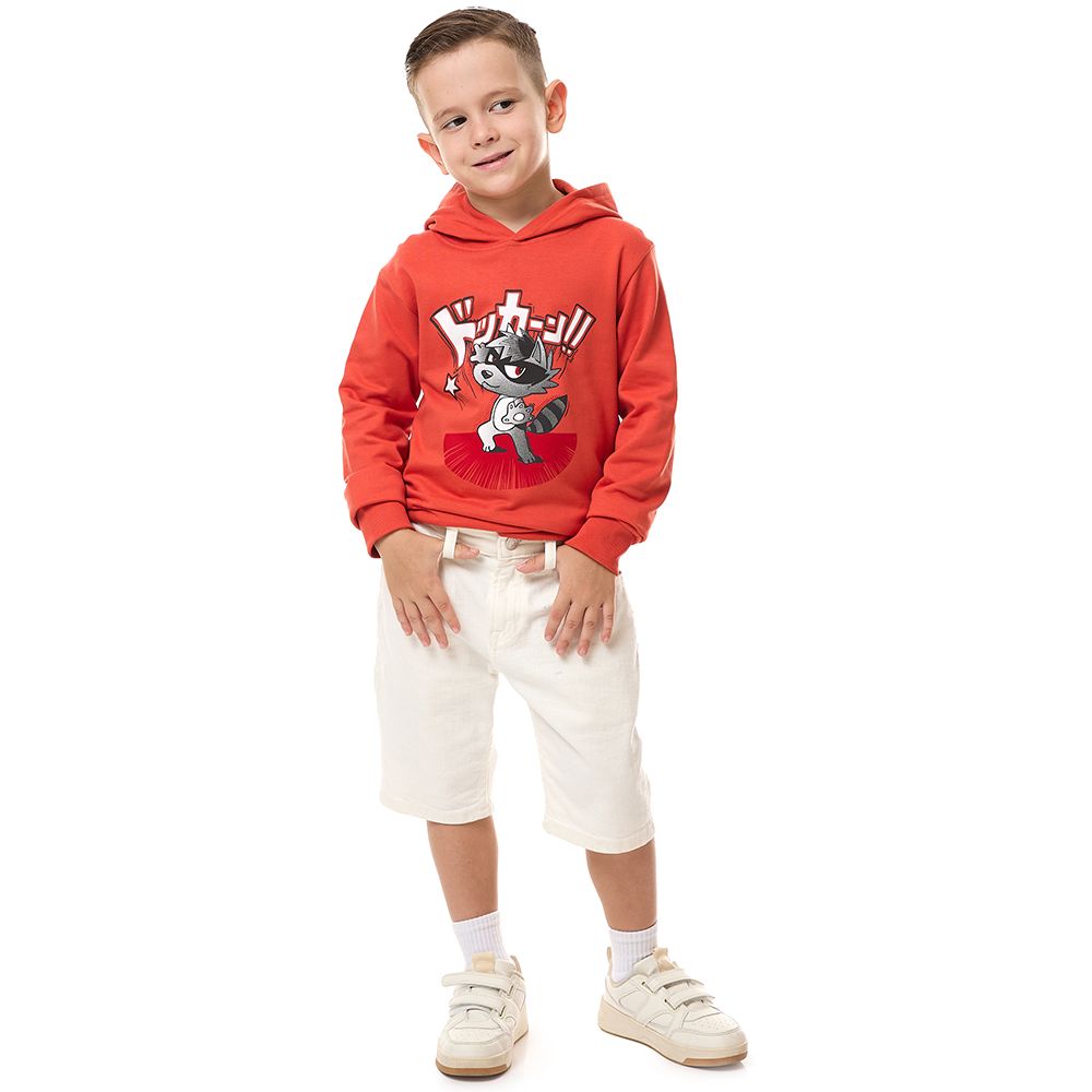 Victor and Jane - Boys' Printed Hoodie - Orange