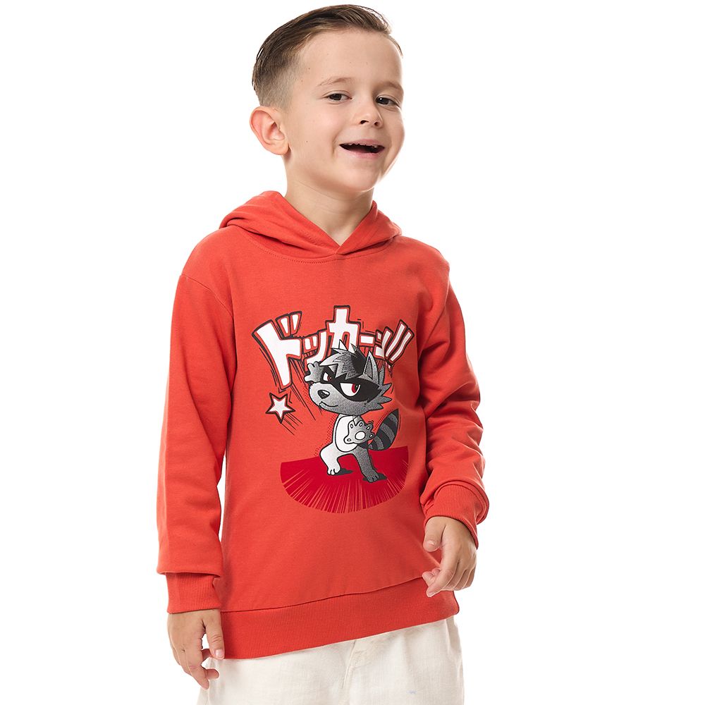 Victor and Jane - Boys' Printed Hoodie - Orange