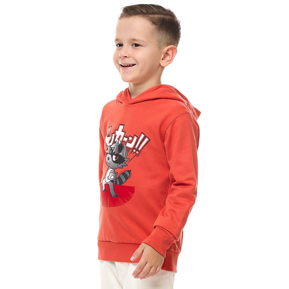 Victor and Jane - Boys' Printed Hoodie - Orange