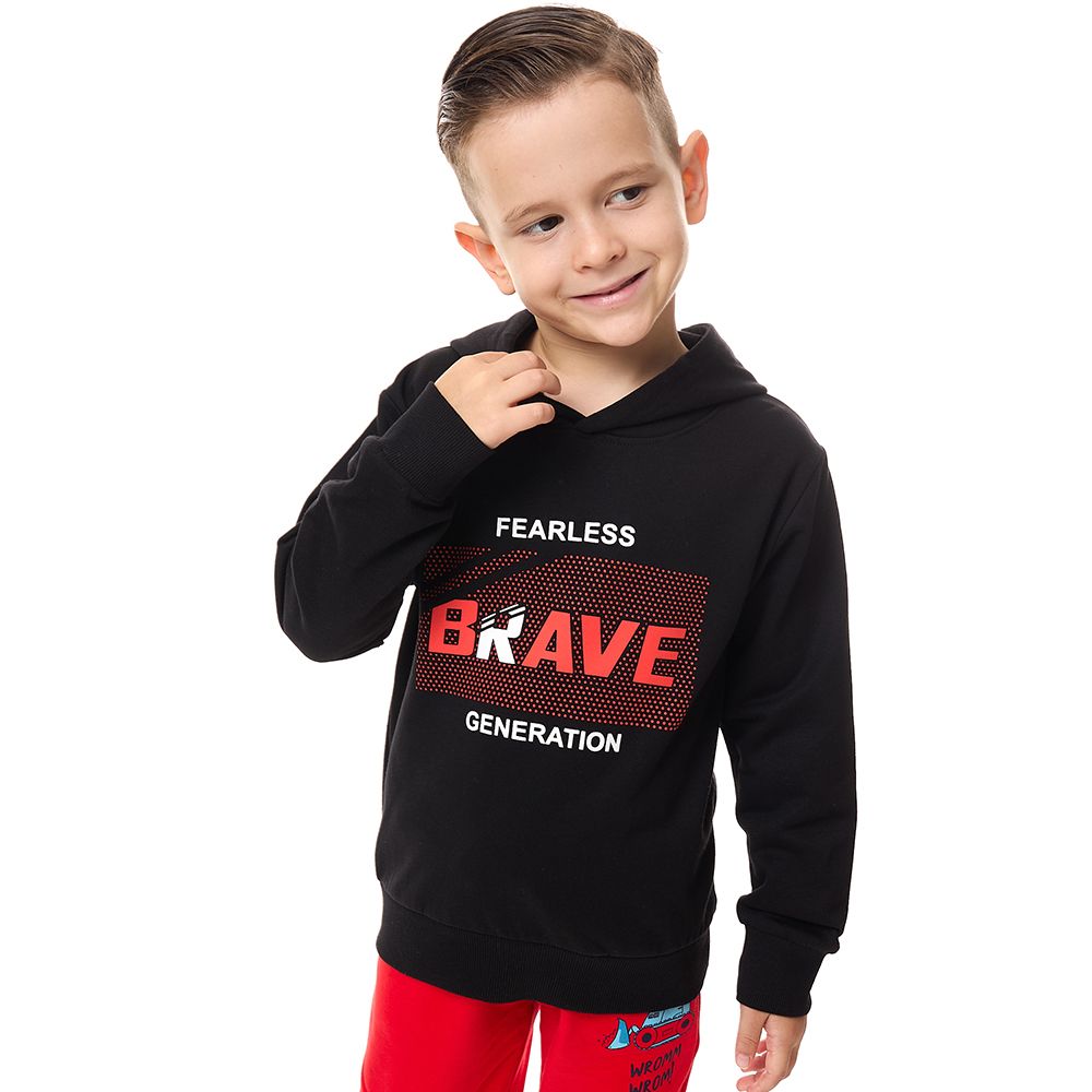 Victor and Jane - Brave Generation Printed Hoodie - Black