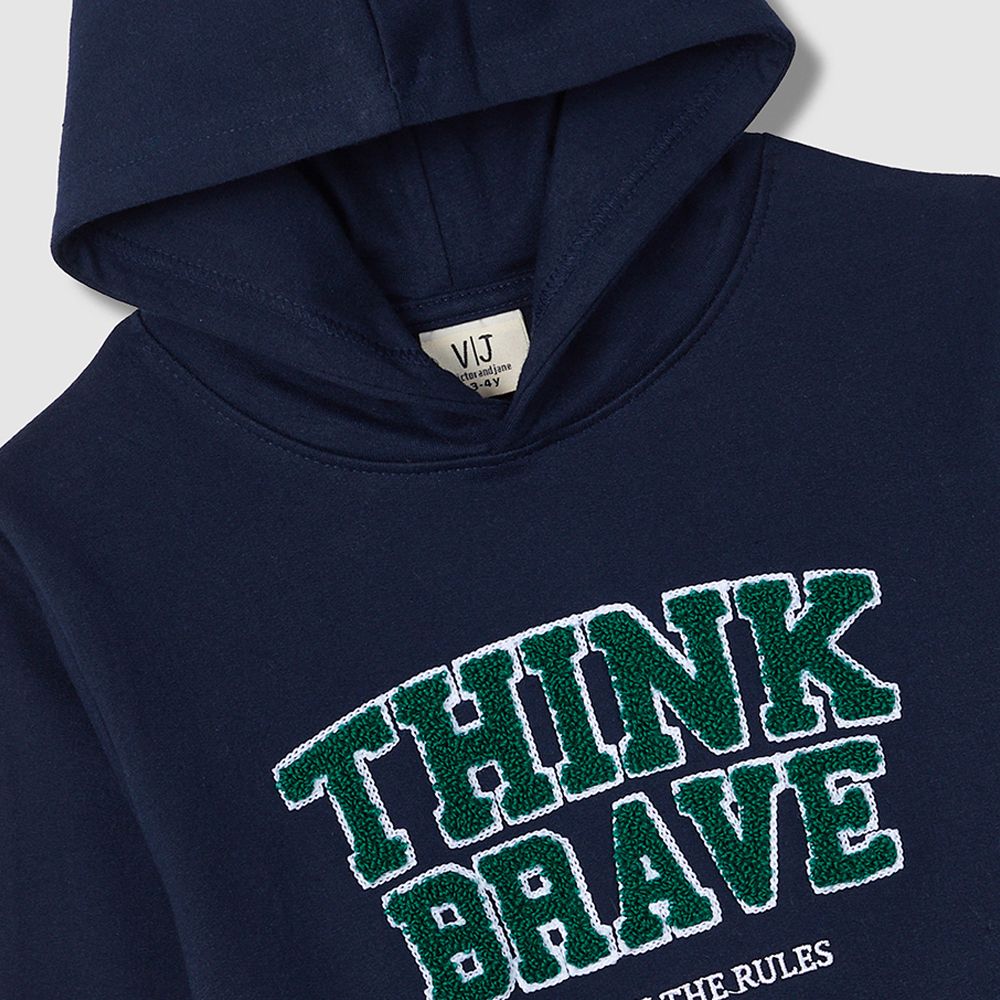 Victor and Jane - Think Brave Boys' Hoodie - Navy