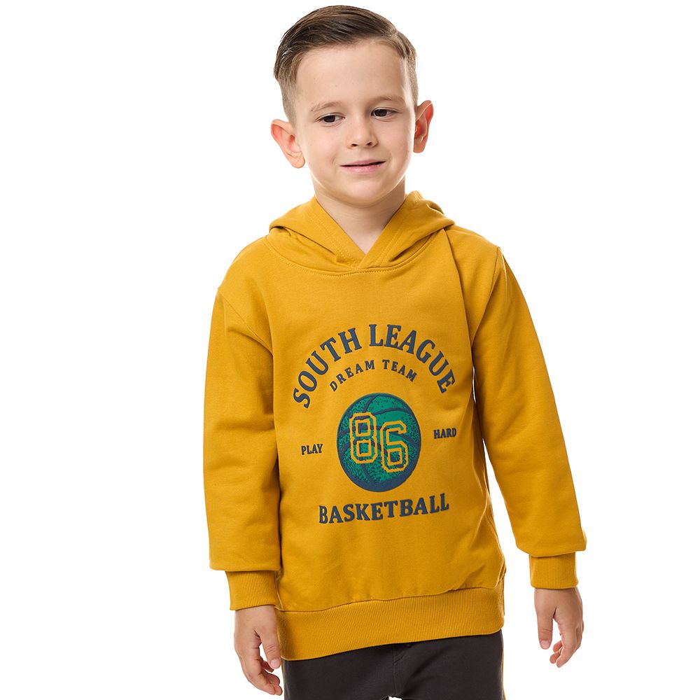 Victor and Jane - Boys' Cotton Hoodie - Mustard