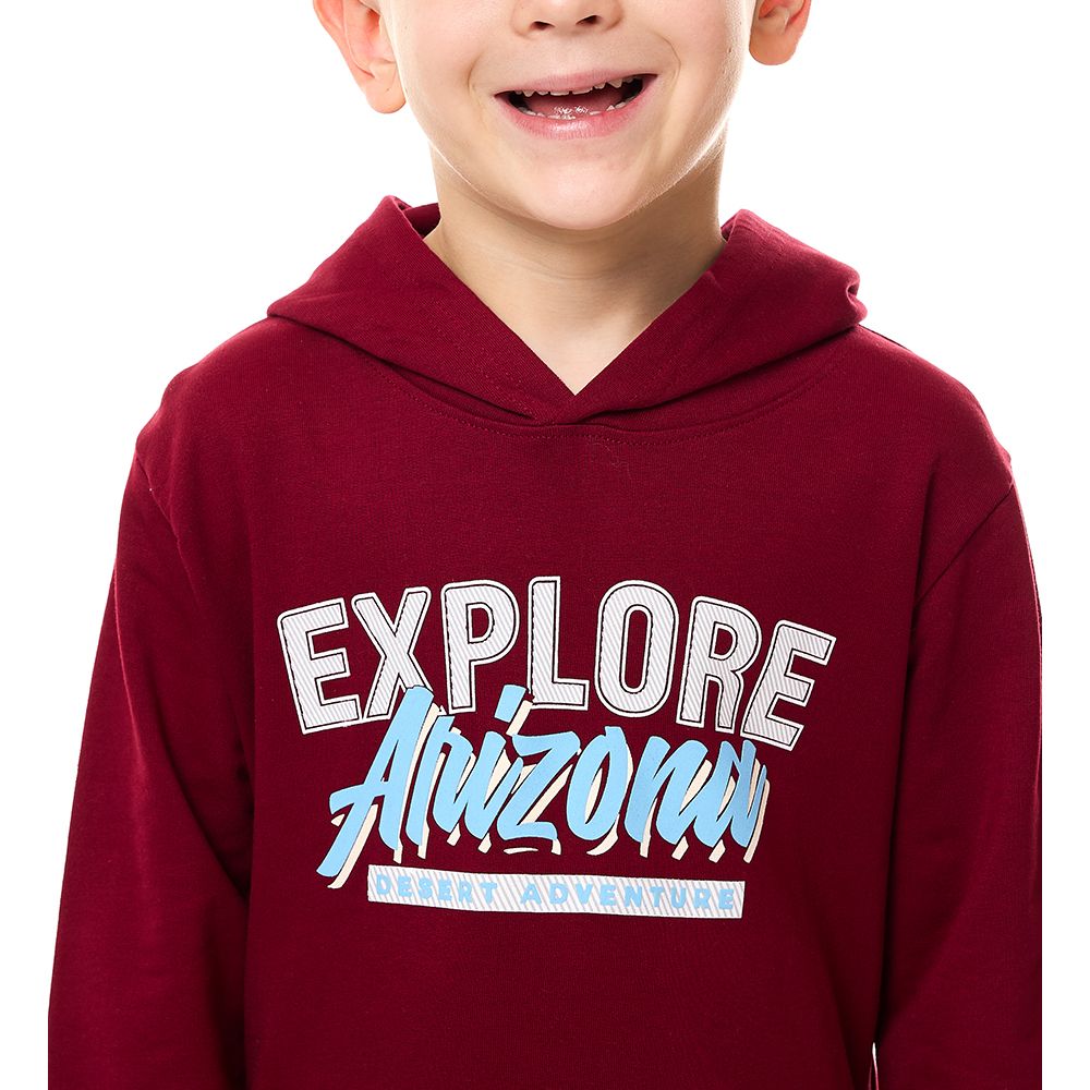 Victor and Jane - Boys' Cotton Hoodie - Maroon