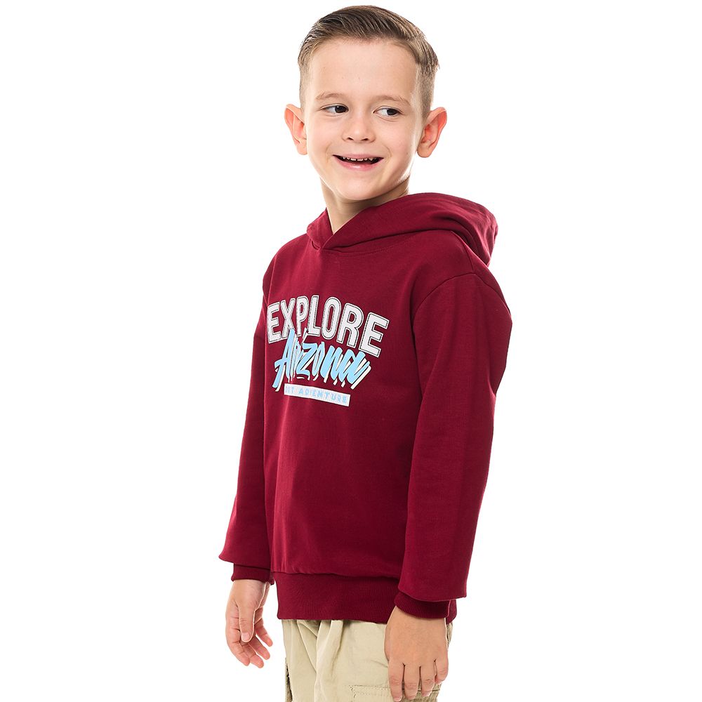 Victor and Jane - Boys' Cotton Hoodie - Maroon