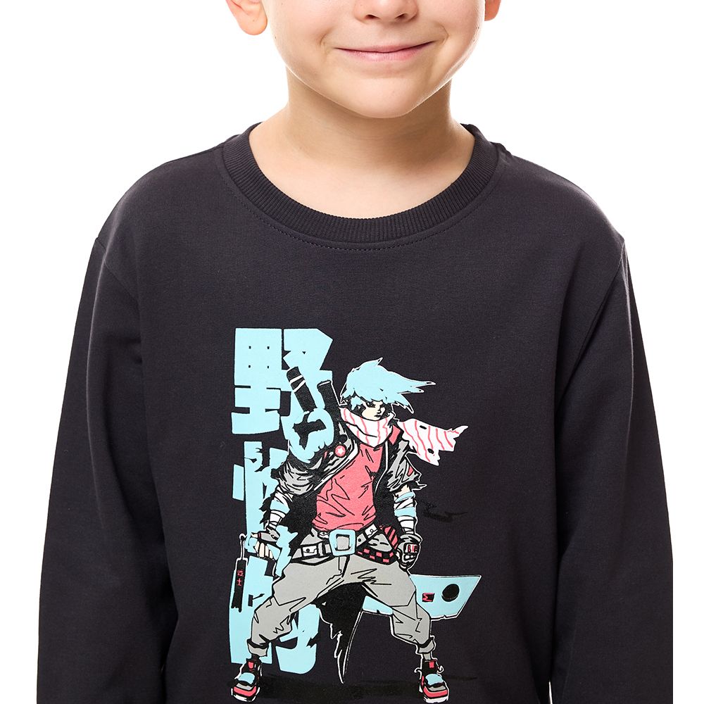 Victor and Jane - Boys' Cotton Sweatshirt - Dark Grey