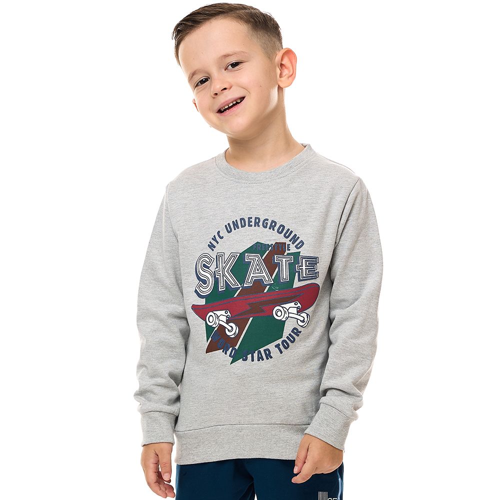 Victor and Jane - Boys' Cotton Sweatshirt - Grey