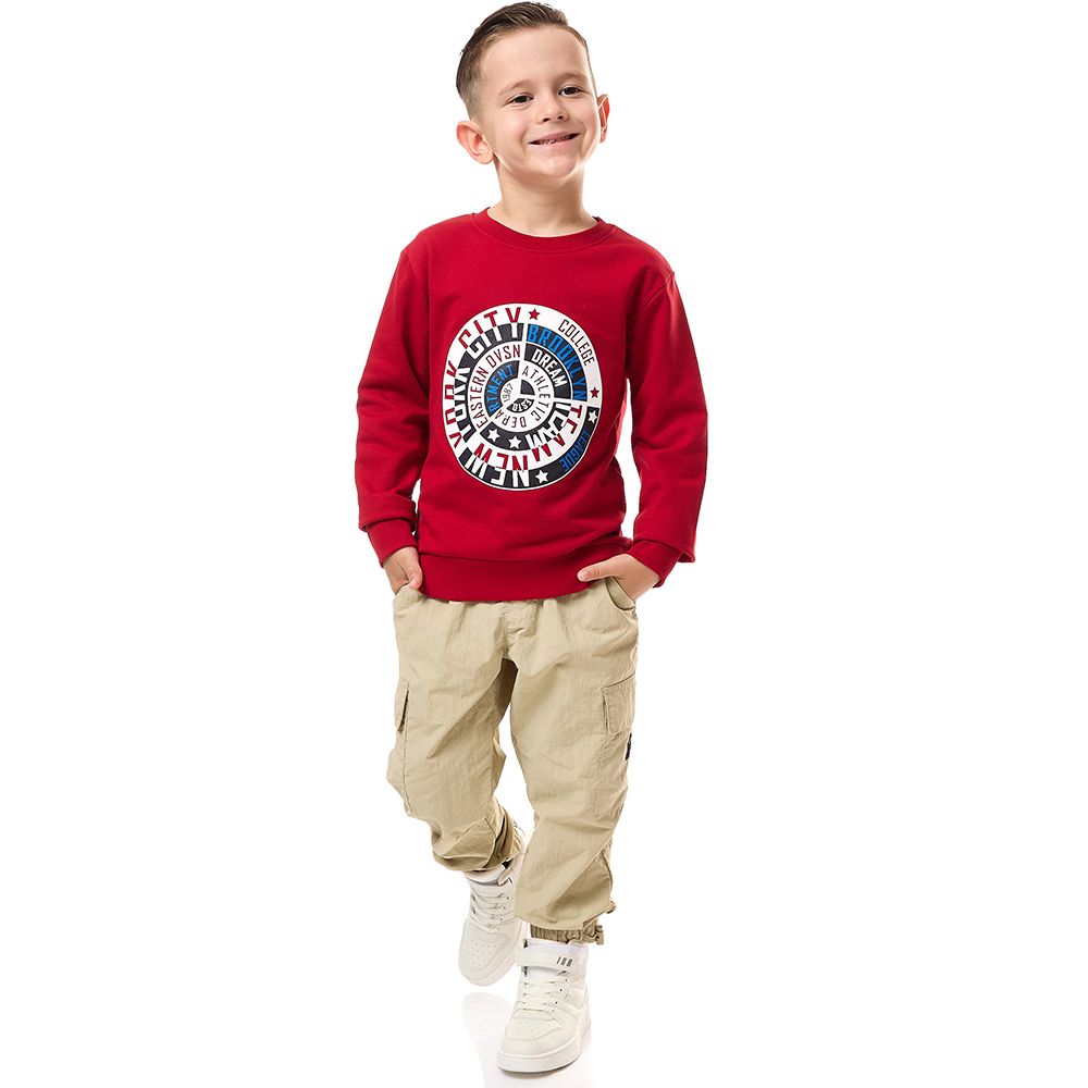 Victor and Jane - Boys' Cotton Sweatshirt - Maroon